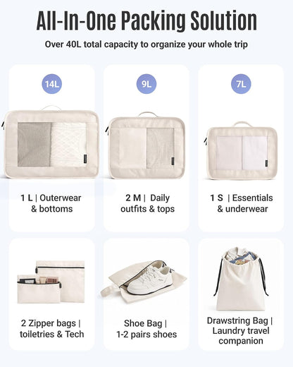 LIGHT FLIGHT 8 Set Packing Cubes for Travel, Cruise Ship Travel Essentials