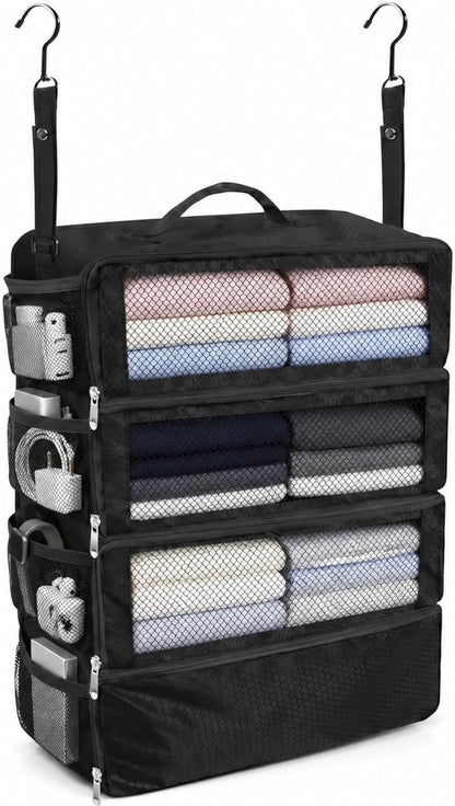 Suitcase Organizer, Portable Travel Shelves Collapsible Hanging Packing Cubes for Suitcase, Travel Bags Organizer for Luggage Compression Carry-On Closet