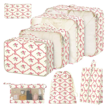 8 Set Packing Cubes for Suitcases,Packing Cube with Shoe, Cosmetics, Clothing, and Accessories Bags Packing Cubes for Travel Luggage Organizer Women Men(Khaki Checkered)
