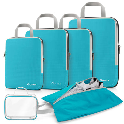 Gonex Compression Packing Cubes, 4-Piece Expandable Travel Organizers