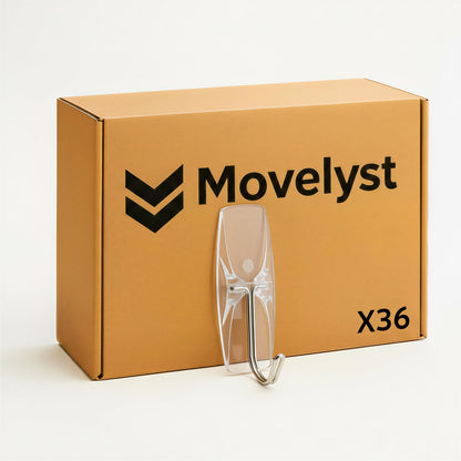 MOVELYST White Wall Hooks for Hanging, 32 Hooks+40 Strips, Value Pack (S)