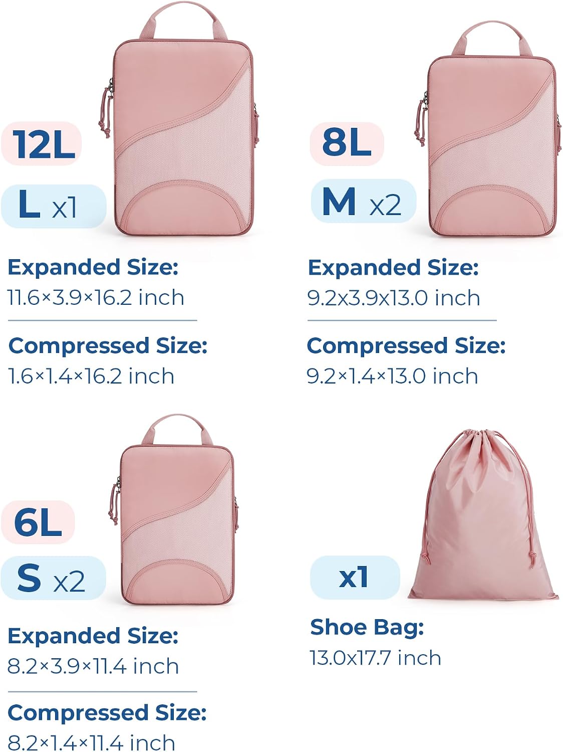 Bagsmart Compression Packing Cubes, Travel Bag Cruise Ship Essentials