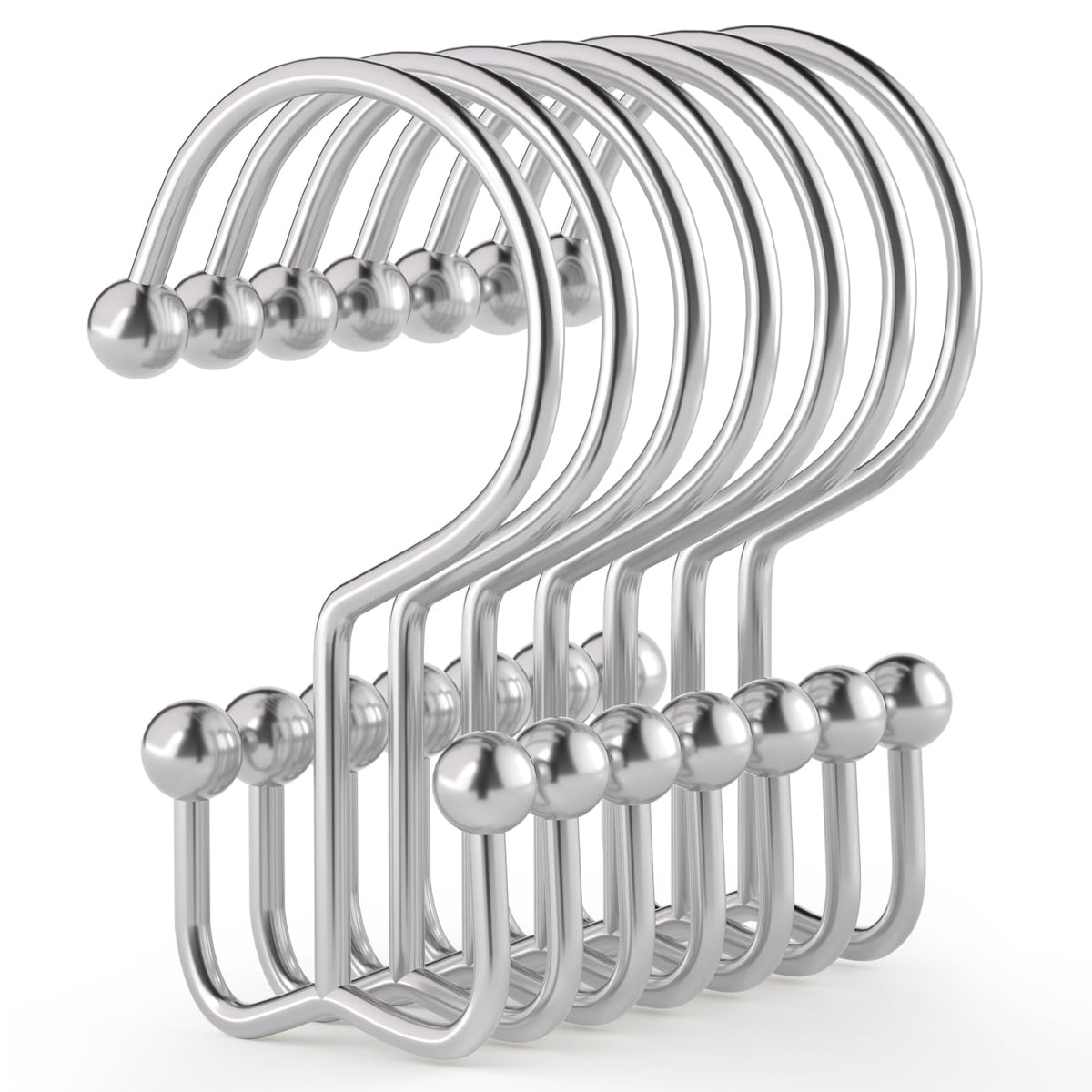 Goowin Shower Curtain Hooks, 12 Pcs Shower Curtain Rings, Durable Rust Proof Black Shower Curtain Hooks, Shower Rings for Curtain, Double Glide Shower Hooks for Shower Curtain Rods, Black