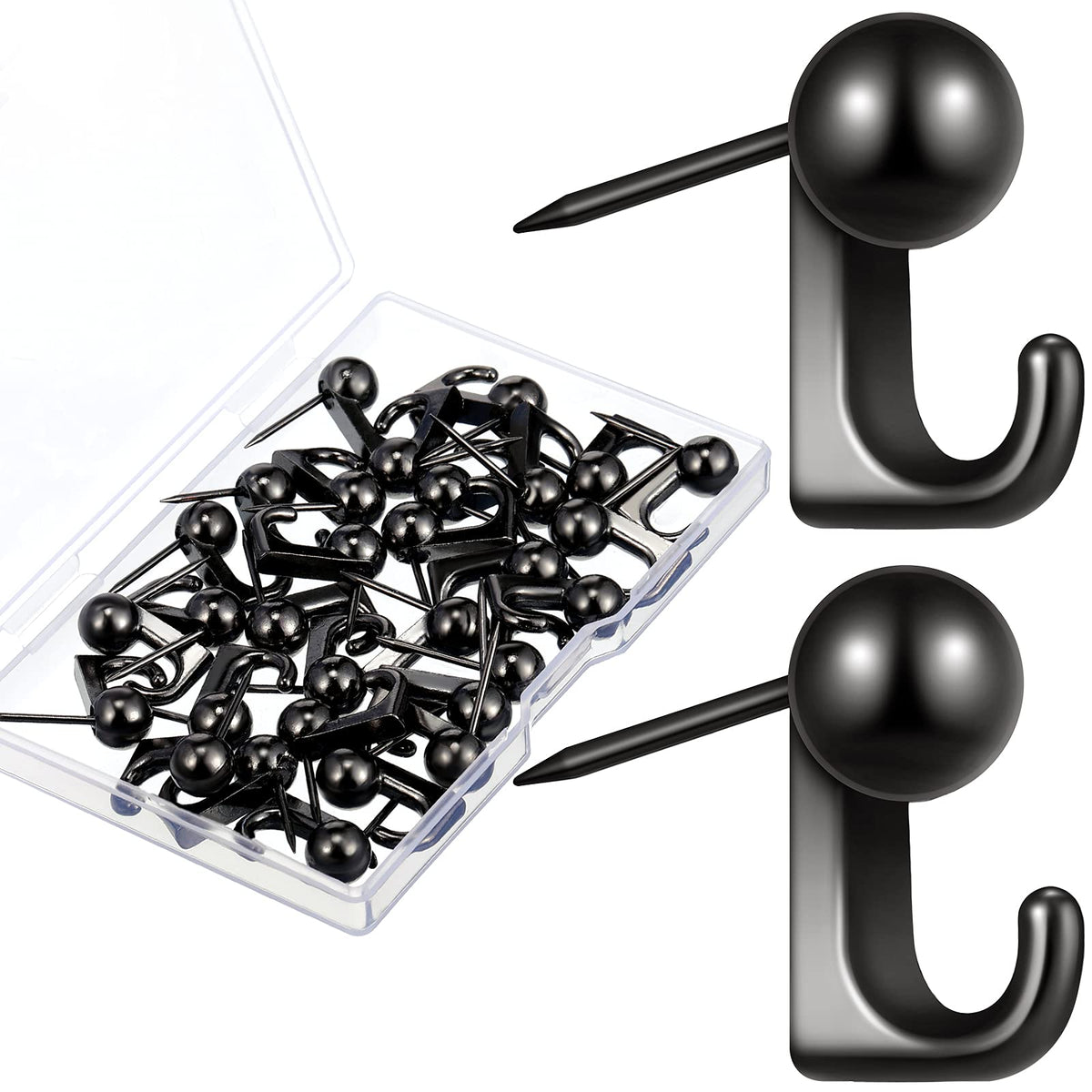 Jetec 30 Pcs Metal Push Pin Hangers Pin Wall Hook, Gold