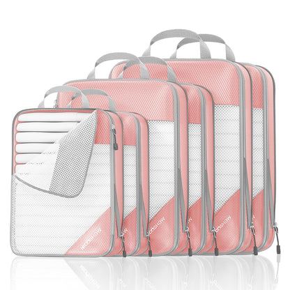 NICOSHOW 6 Set Compression Packing Cubes for Travel - Compressible, Lightweight, and Space-Saving Packing Cubes, Travel Essentials for Women, Grey