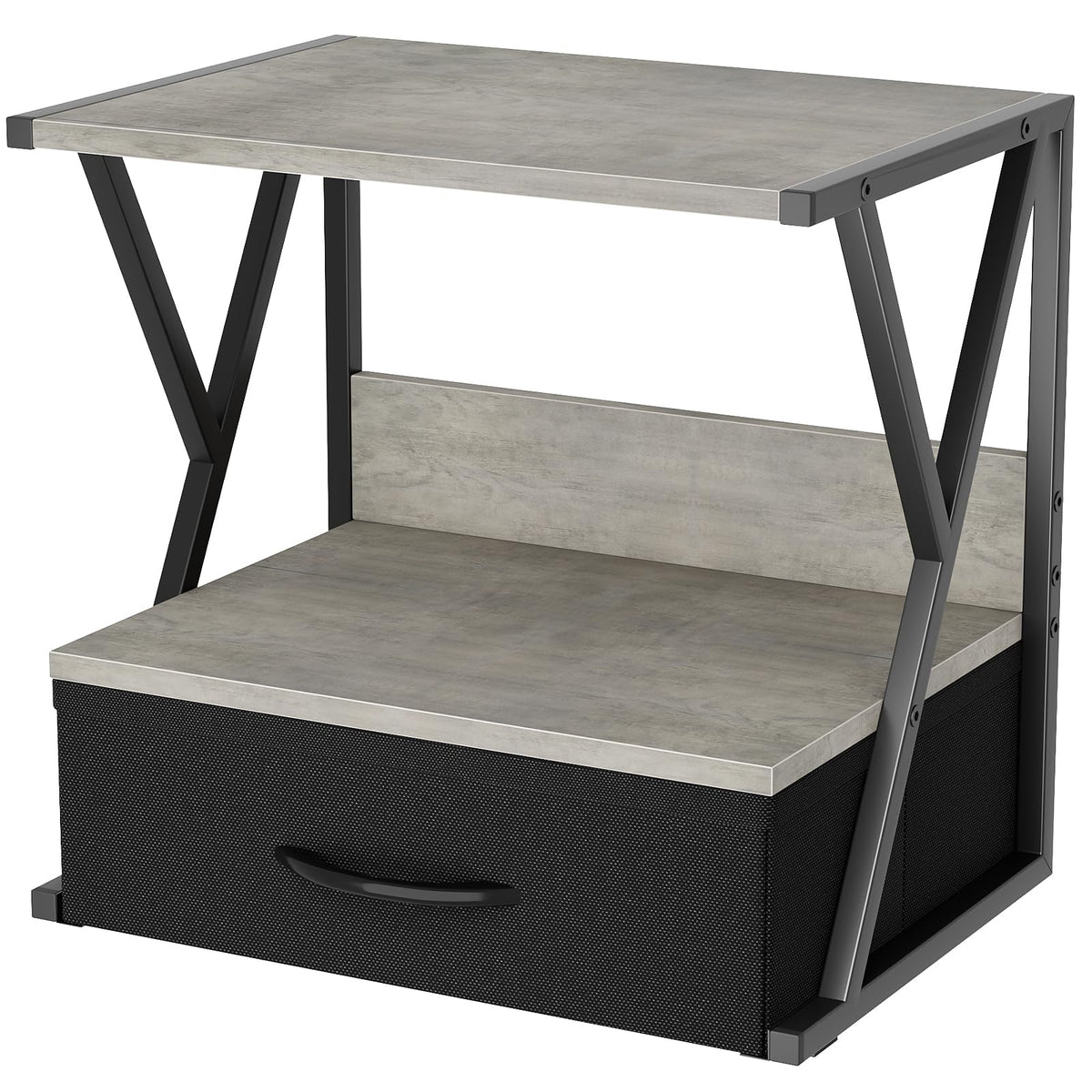 aboxoo Printer Stand for Desk with Storage Drawer, 2 Tier Desktop Or UnderDesk Shelf, Multi-Purpose Desk Organizer for Home Office, fit Fax Machine/3D Printer/Scanner, Rustic Brown