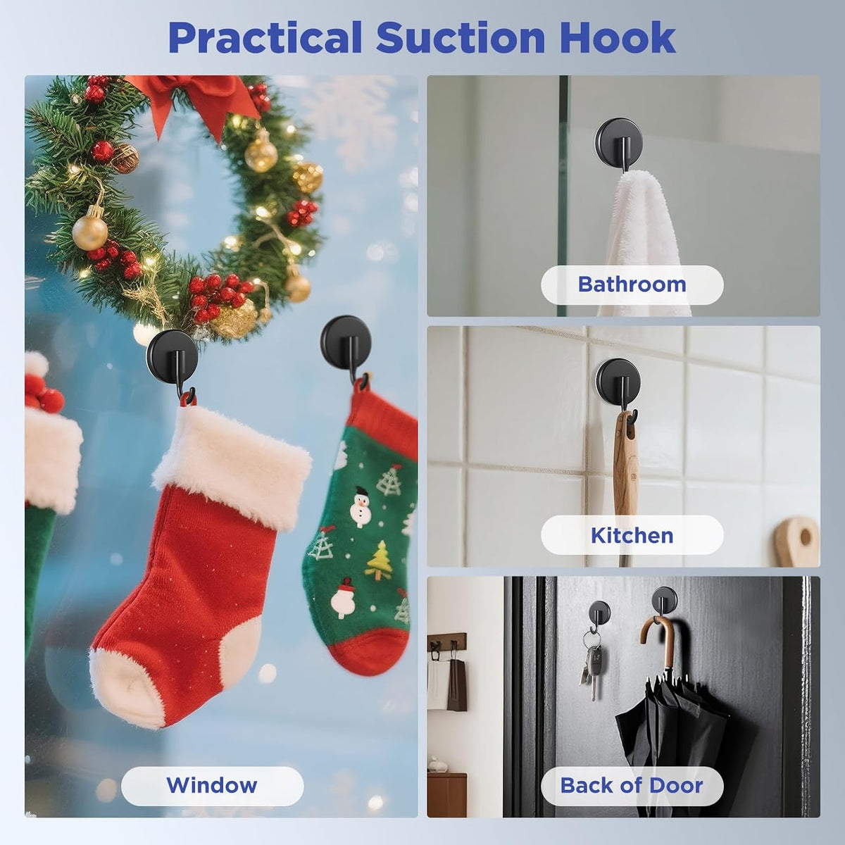 OUTXE Suction Cup Wreath Hanger, Upgraded Reef Hook