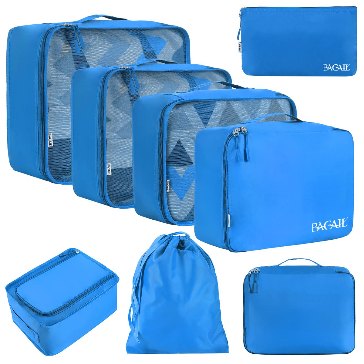 BAGAIL 8 Set Packing Cubes Luggage Packing Organizers for Travel Accessories-Matcha Green