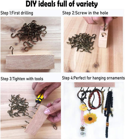 Small Bronze Ceiling Hooks - 5/8'' Screw-in Lights & Jewelry Hooks (40 Pack)
