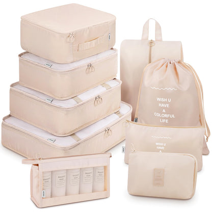 Mossio 9 Set Packing Cubes with Shoe Bag & Electronics Bag - Luggage Organizers Suitcase Travel Accessories