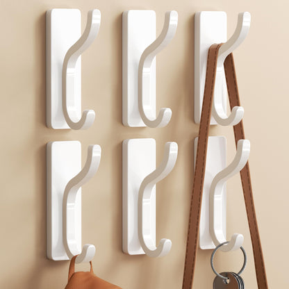 Adhesive Wall Hooks for Towel/Coat,13Lb Strong Stick-On Hooks, Black 4 Pack