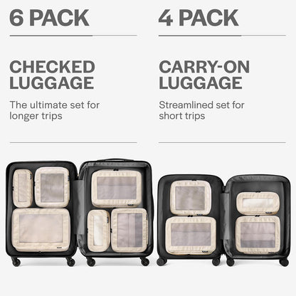 Aerotrunk Compression Packing Cubes for Travel, 6-Pack, Beige
