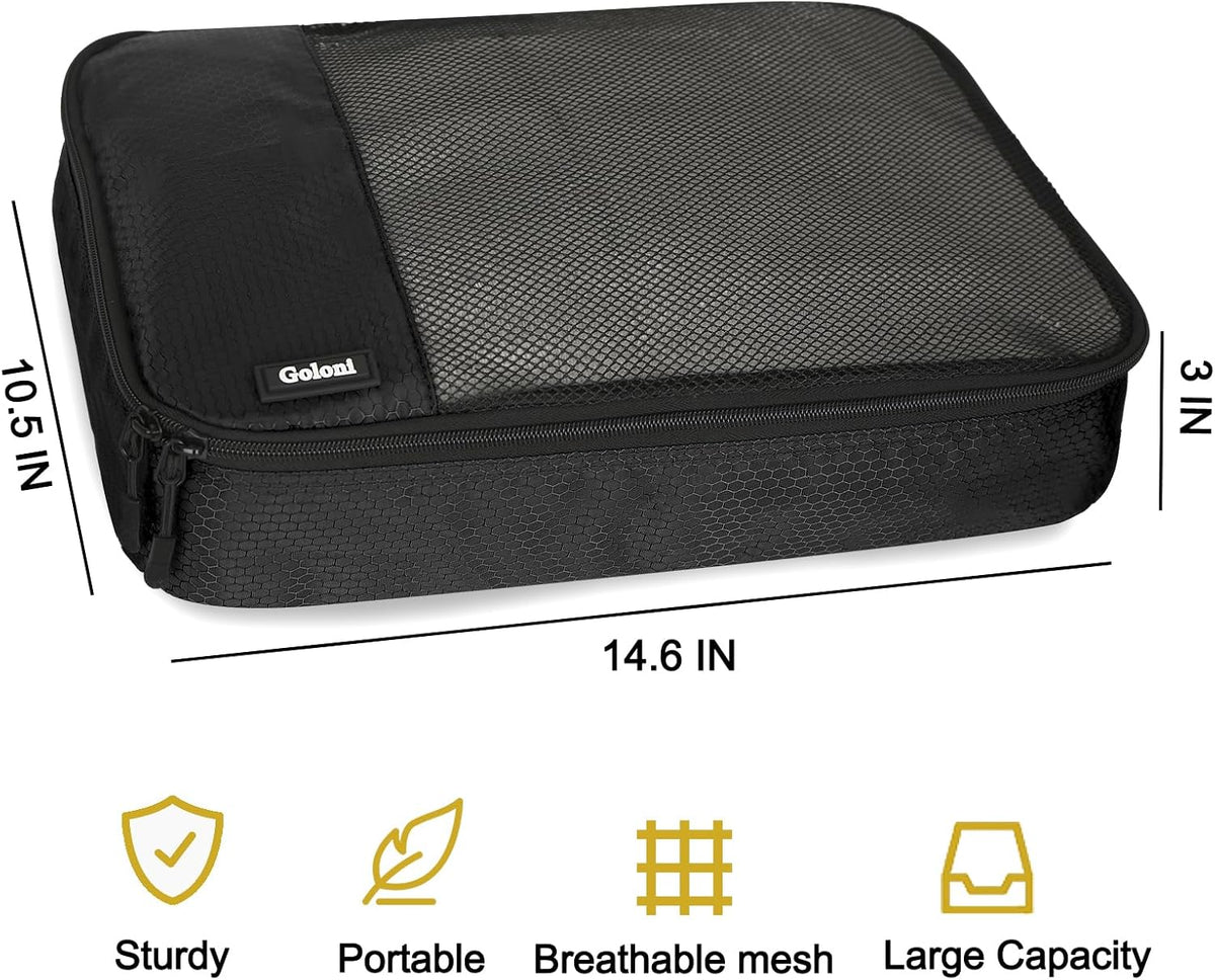 Packing Cubes for Travel,4 Set Packing Cubes for Suitcases,Lightweight Mesh Luggage Organizer Bag with Double Zipper,Black