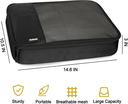 Packing Cubes for Travel,4 Set Packing Cubes for Suitcases,Lightweight Mesh Luggage Organizer Bag with Double Zipper,Black