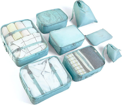 LANSKLBD 6/8 Set Packing Cubes for Suitcases Travel Luggage Packing Organizers,Travel Accessories Essentials Luggage Organizer with Shoe/Tioletry/Laundry Bag (Beige, 8 set)