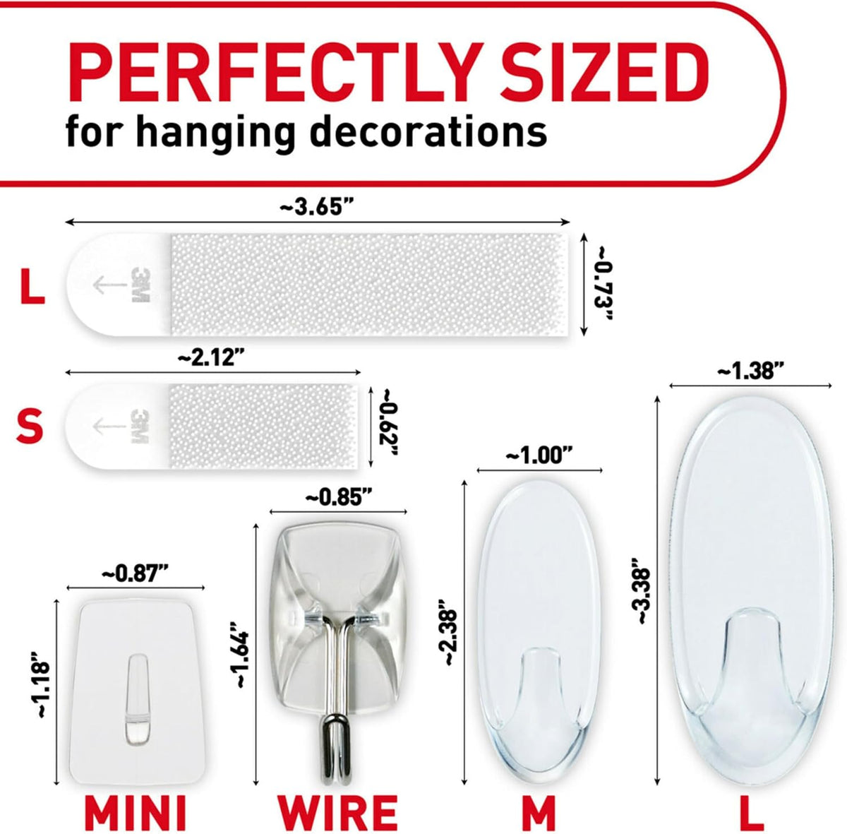 Command Clear Variety Pack, Including 8 Pairs of Picture Hangers, 4 Clear Wire Hooks and 11 Wall Hook for Hanging Back to School Dorm Organizers, Damage-Free Hanging Up to 19 Items