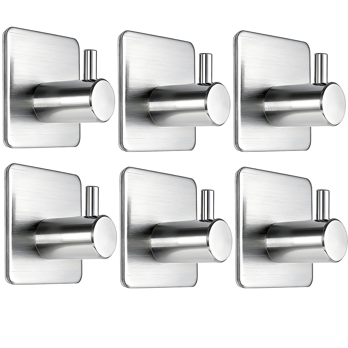 Fotosnow Black Adhesive Towel Hooks Heavy Duty Stick on Wall Hooks Shower Hooks for Bathroom Kitchen Door-4 Packs