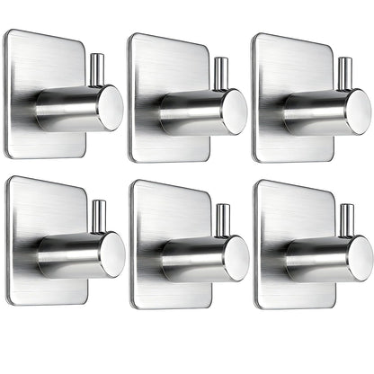 Fotosnow Black Adhesive Towel Hooks Heavy Duty Stick on Wall Hooks Shower Hooks for Bathroom Kitchen Door-4 Packs