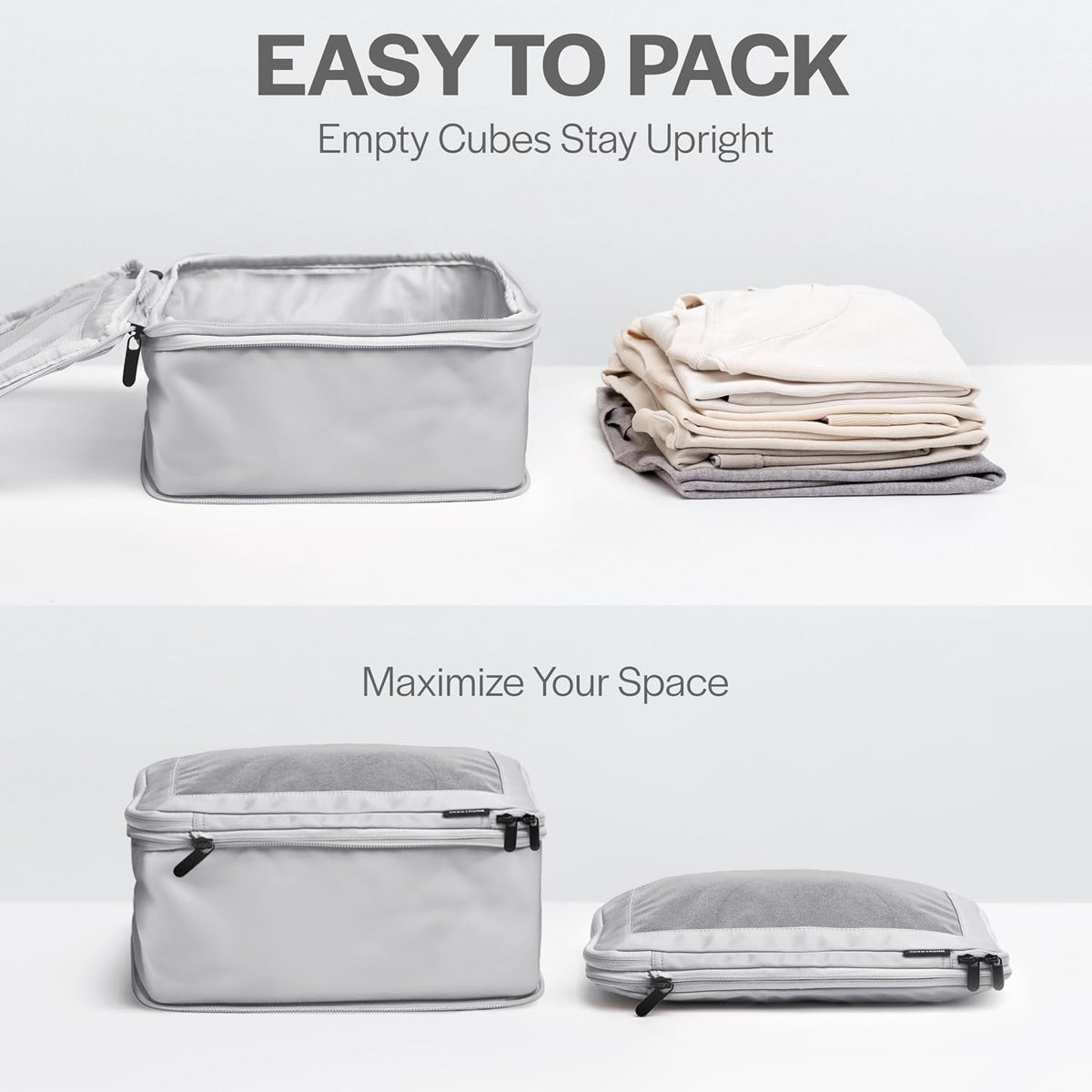 Aerotrunk Compression Packing Cubes for Travel, 6-Pack, Light Grey