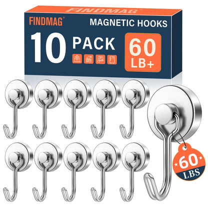 FINDMAG Magnetic Hooks for Cruise Cabins, 6 Pack, 30 LB+, Black