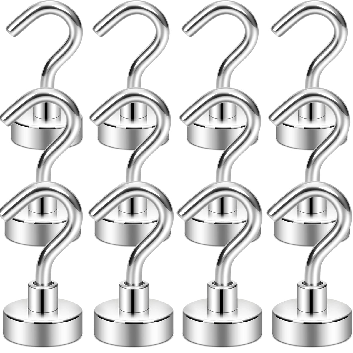 Neosmuk Magnetic Hooks, 30lb Heavy Duty, Silver, 10 Pack