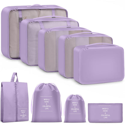 9 Set Packing Cubes for Travel Essentials - Lightweight Carry-On Luggage Organizer Bags with Shoe, Clothes & Laundry Bags for Airplane, Family & Business Travel, Pink leopard print
