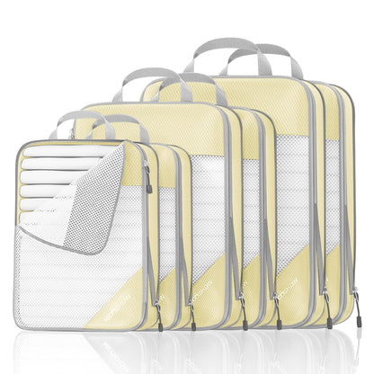 NICOSHOW 6 Set Compression Packing Cubes for Travel - Compressible, Lightweight, and Space-Saving Packing Cubes, Travel Essentials for Women, Grey