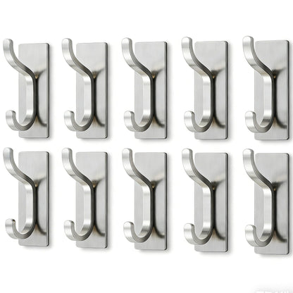 Adhesive Wall Hooks for Towel/Coat,13Lb Strong Stick-On Hooks, Black 4 Pack