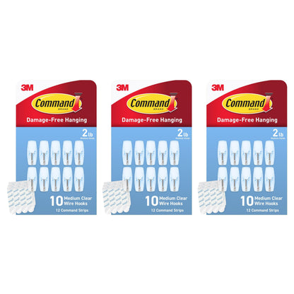 Command Medium Clear Wire Hooks, 10 Hooks, 12 Strips