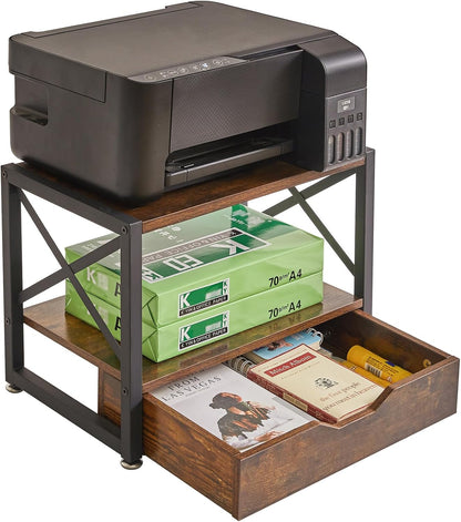 IBUYKE 2 Tier Desktop Printer Stand with Drawer Storage TLJ006H