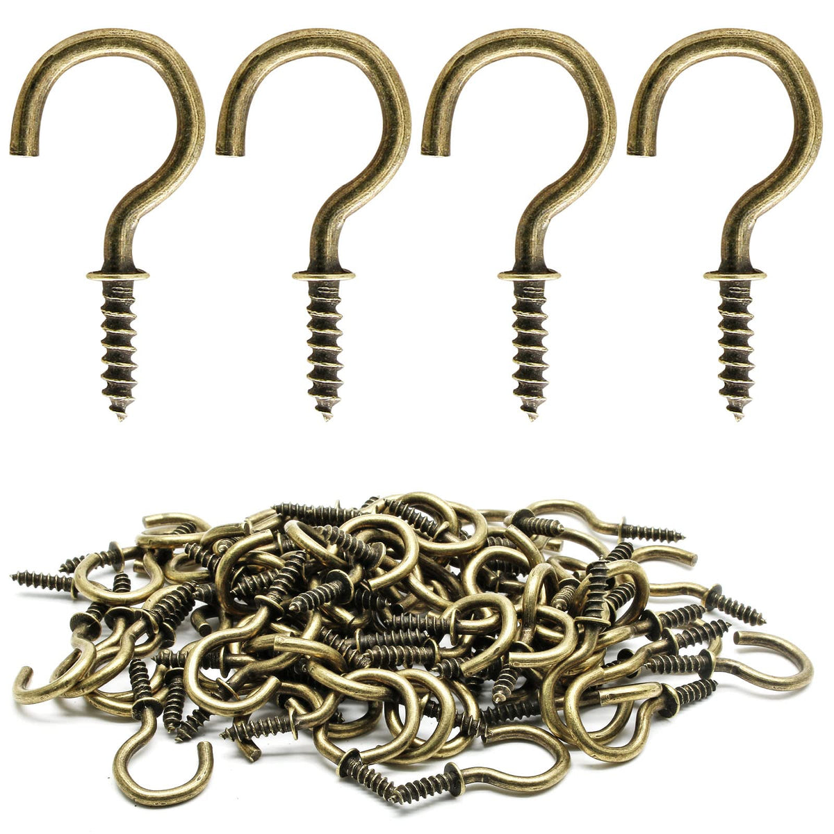 Biaungdo 1/2" Ceiling Cup Hooks, Gold, 100 Pcs