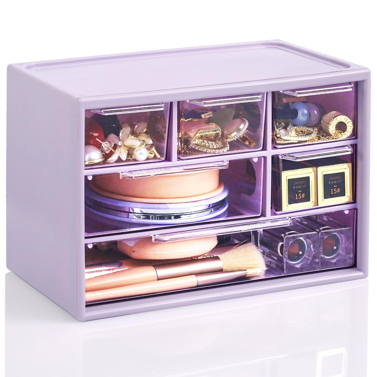 Desk Storage Organizer with 6 Mini Drawers, Stackable, White