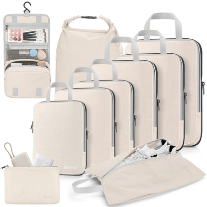 Gonex Compression Packing Cubes, 4-Piece Expandable Travel Organizers
