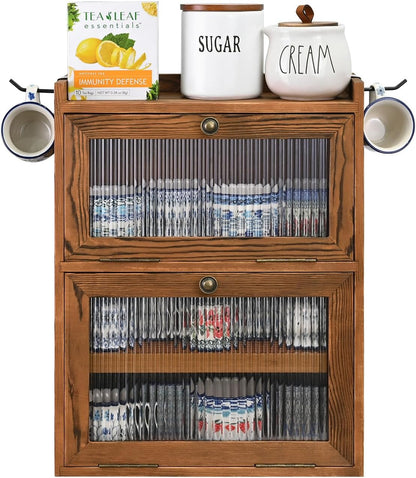 Ikee Design Wood 2-Tier Cabinet with Airflow Drying Tray