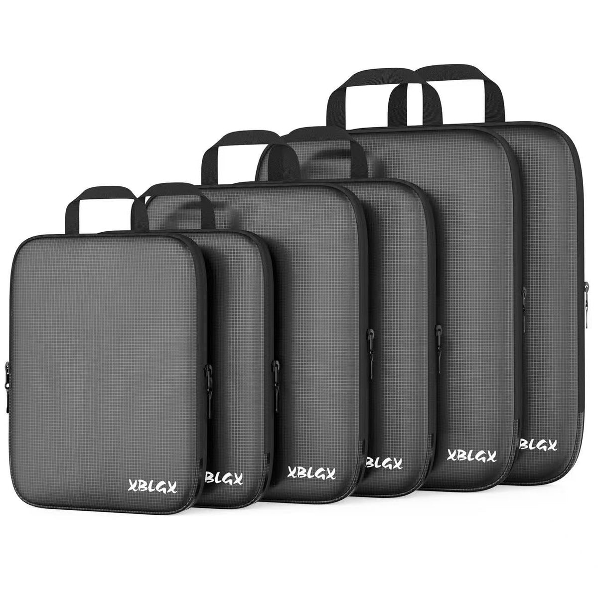 XBLGX Compression Packing Cubes, 5-Piece Set Travel Organizer Boxes, Compressible Luggage Cubes With Zipper for Women/Men - Essential Travel Accessories