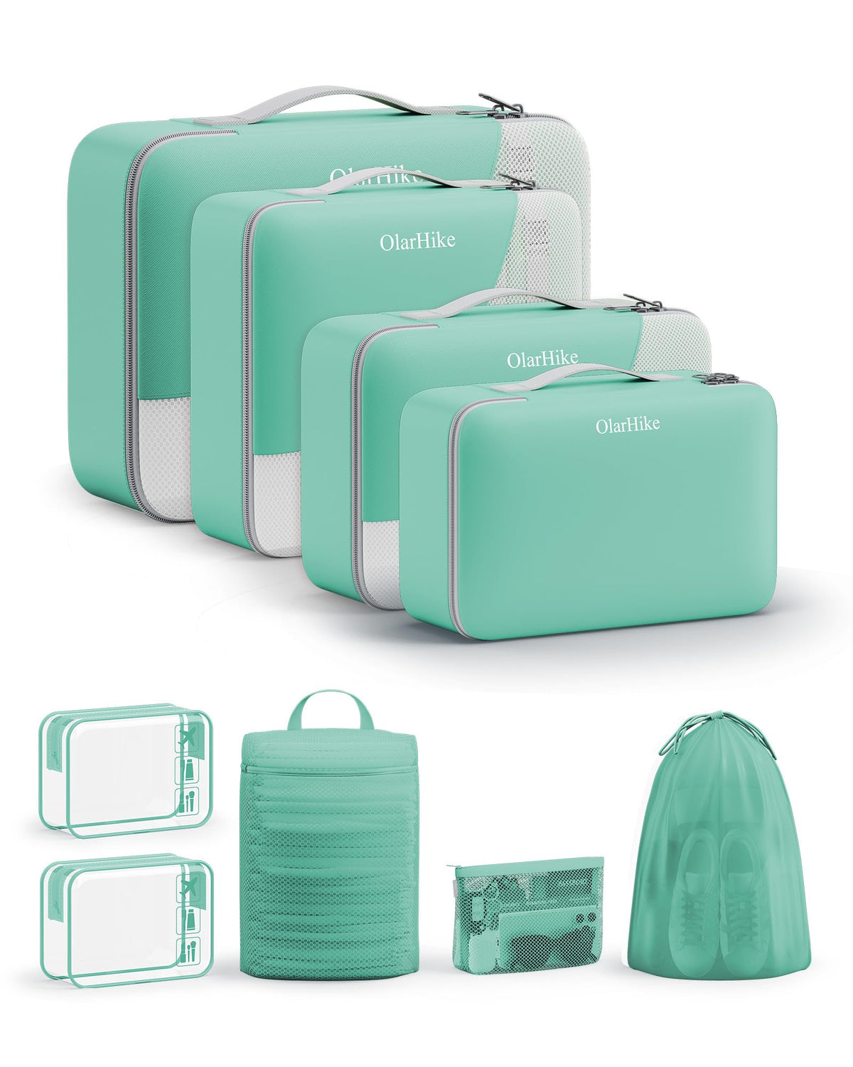 10 Set Packing Cubes for Travel, Gifts for Women Mom,Anti-Tearing Suitcase Organizer for Luggage with Shoe & Hanging Toiletry Bag,OlarHike Vacation Essentials & Accessories for Cruise Ship