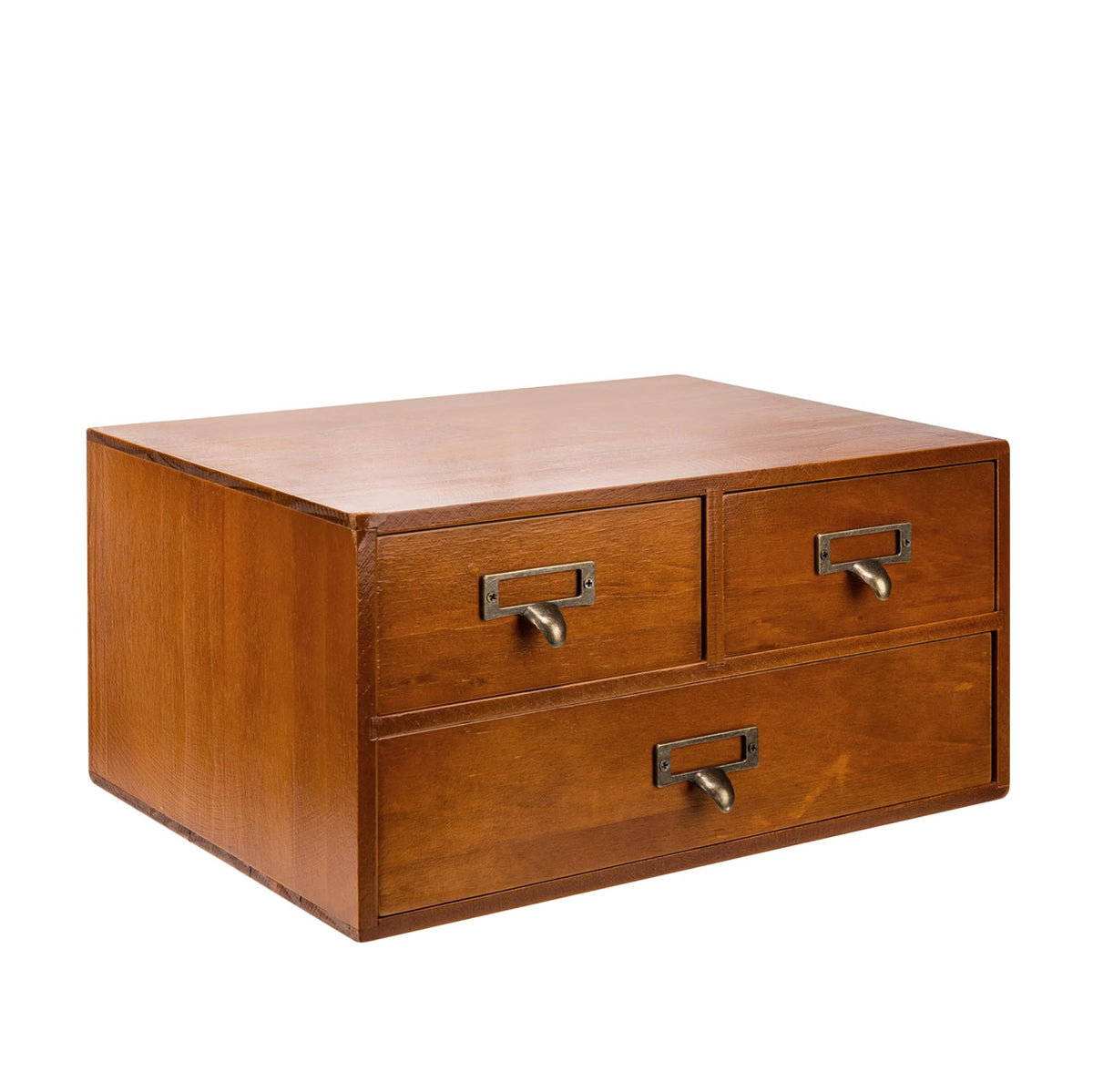 Modular Stackable Desktop Apothecary Cabinet with 3 Drawers - Solid Wood Medicine Cabinet for Tabletop - Card Catalog Drawers with Label Holders - Desktop Chest Drawer for Storage and Organization