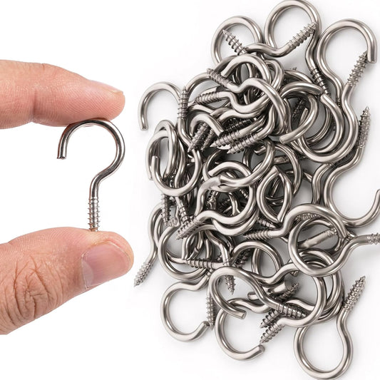 50 Pack 1 Inch Eye Bolts M2 Screw in Hooks,304 Stainless Steel Screw-in Hooks，Metal Ceiling Hooks，for Hanging Plants, Yoga, Lighting fixtures, Indoor and Outdoor use (50, M2-1inch)