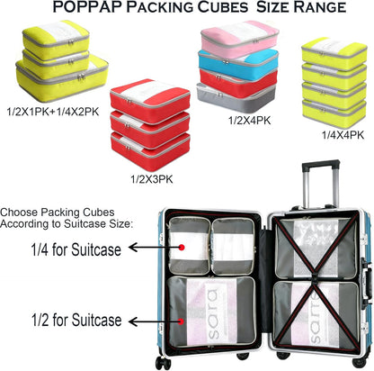 Packing Cubes for Travel - Luggage Organizer Bags for 24" Suitcase Clothes Accessories Storage Travel Organizer Cubes for Luggage 1/2X1PACK+1/4X2PACK