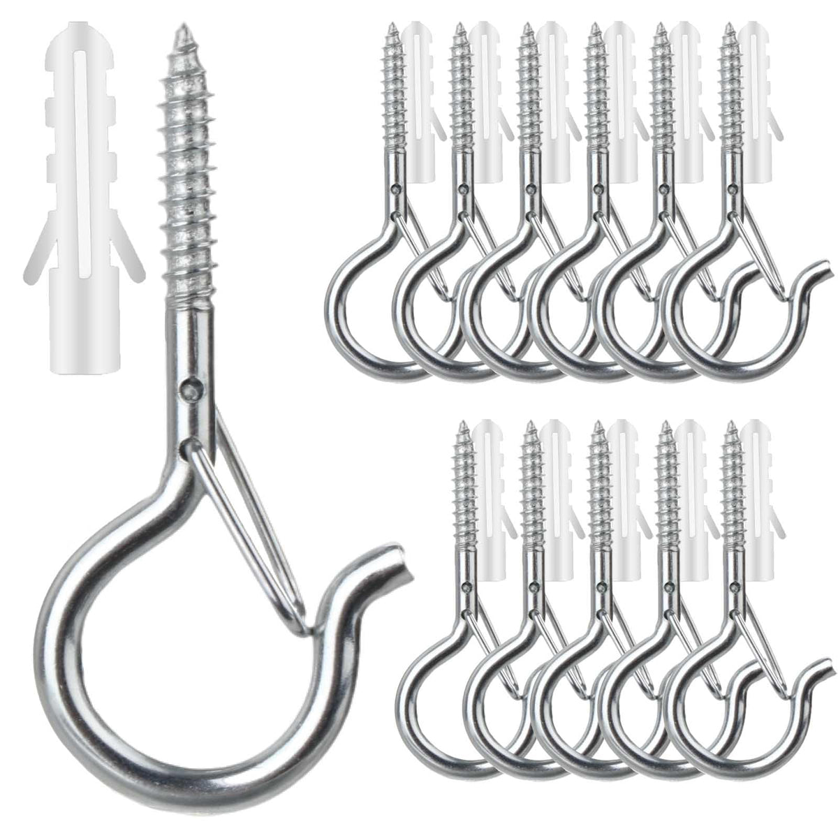 FSAH 36 PCS Q-Hanger Hooks with Safety Buckle, Windproof Screw Hooks
