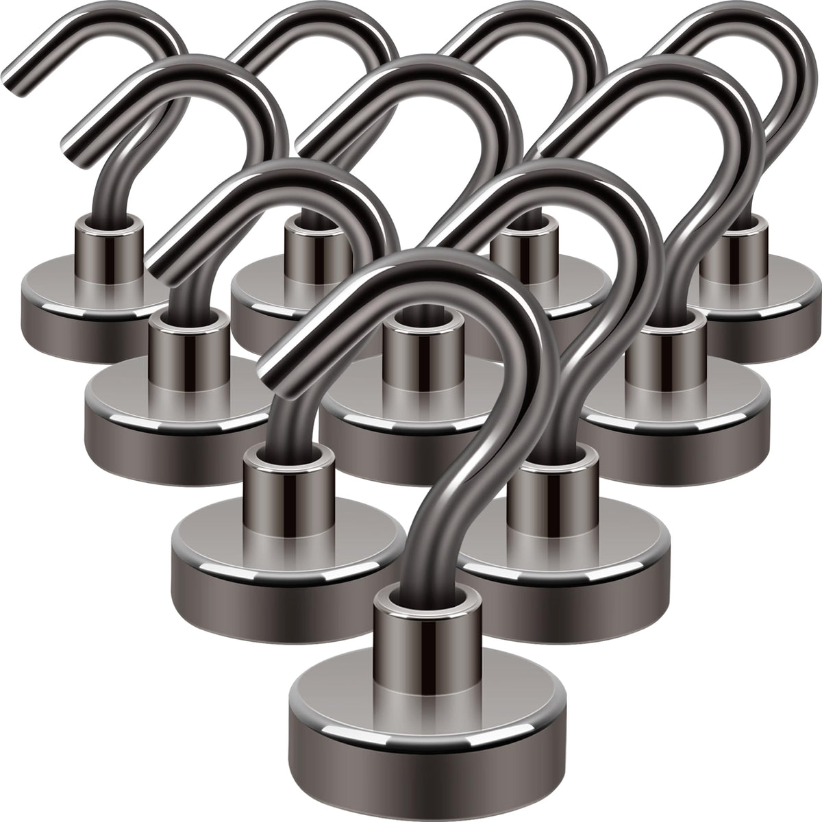 Neosmuk Magnetic Hooks, 30lb Heavy Duty, Silver, 10 Pack