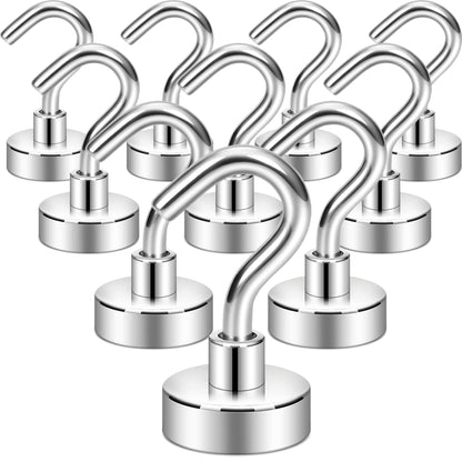 Neosmuk Magnetic Hooks, 30lb Heavy Duty, Silver, 10 Pack