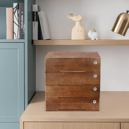 Wooden Desktop File Cabinet, 4-Drawer Lockable Storage Organizer