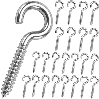 50 Pack 1 Inch Eye Bolts M2 Screw in Hooks,304 Stainless Steel Screw-in Hooks，Metal Ceiling Hooks，for Hanging Plants, Yoga, Lighting fixtures, Indoor and Outdoor use (50, M2-1inch)