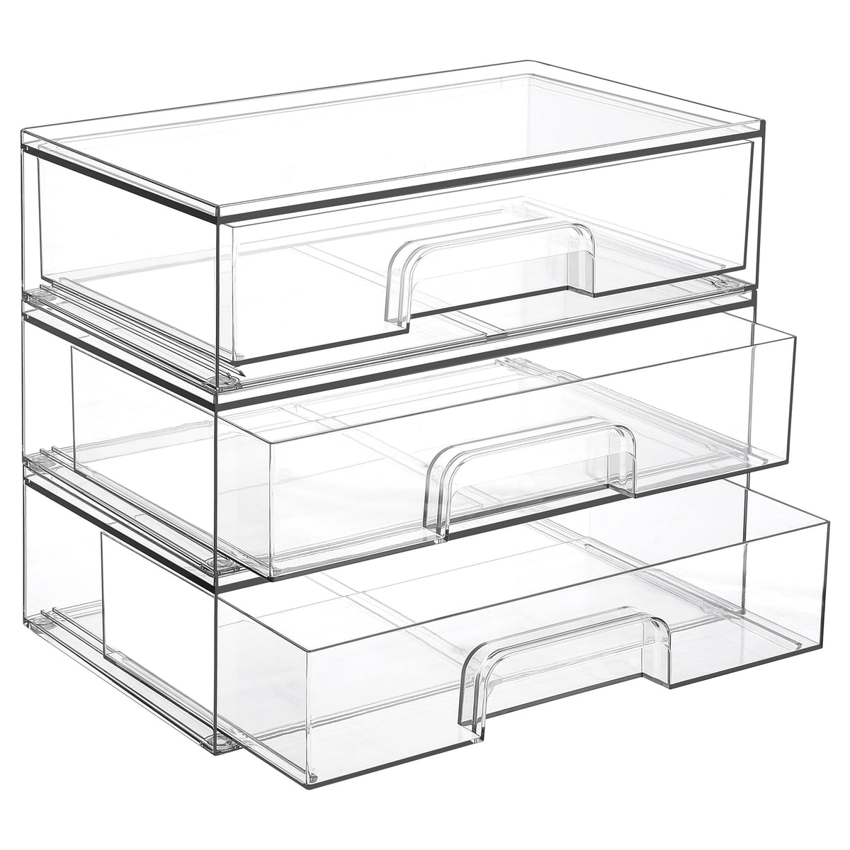 Vtopmart 2 Pack Small Clear Stackable Storage Drawers for Desk, Countertop