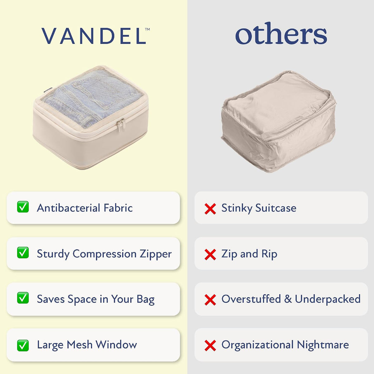 Vandel Space-Saving Compression Packing Cubes for Women 4-Pack Compressible