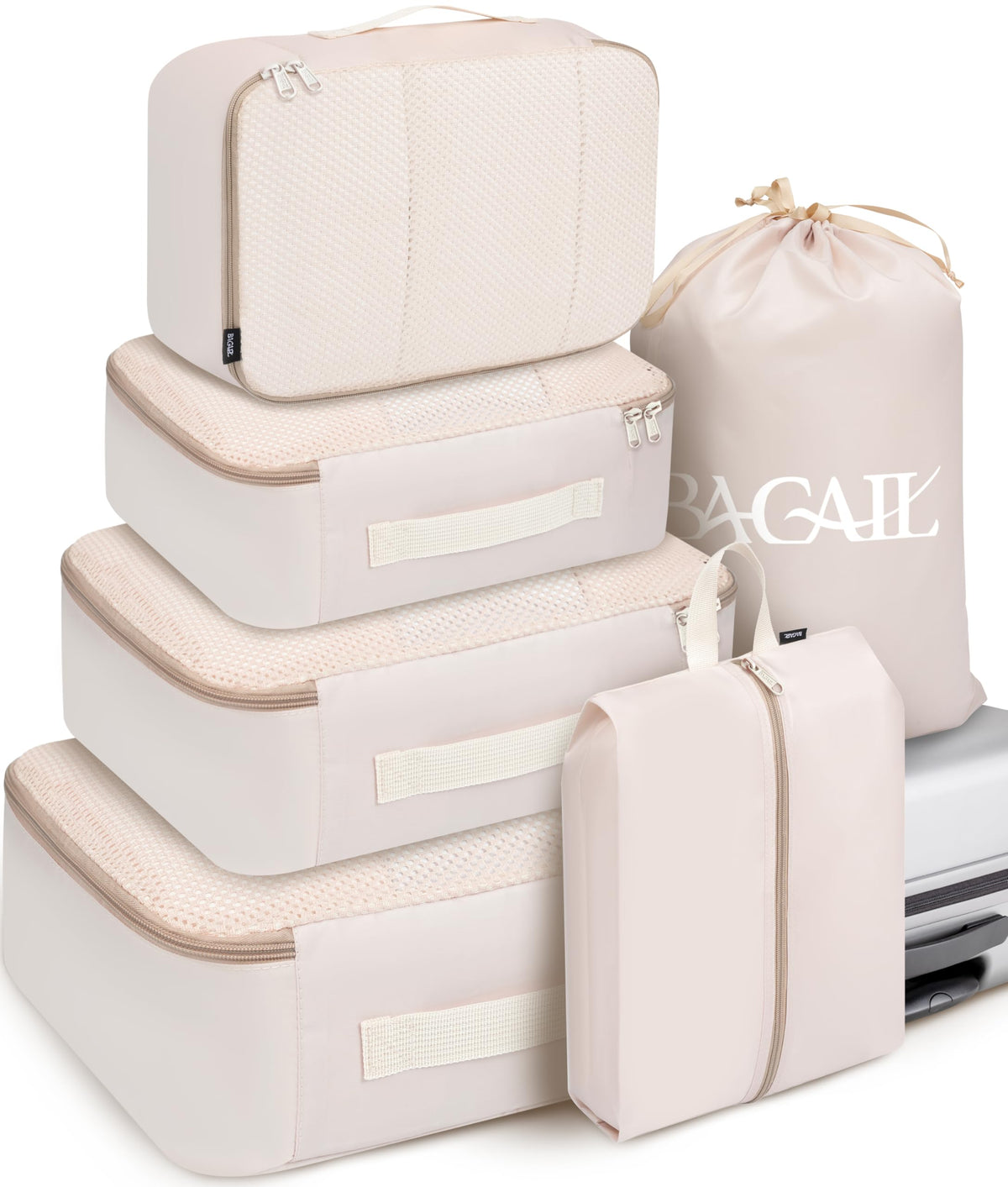 BAGAIL 8 Set Packing Cubes Luggage Packing Organizers for Travel Accessories-Jet Black