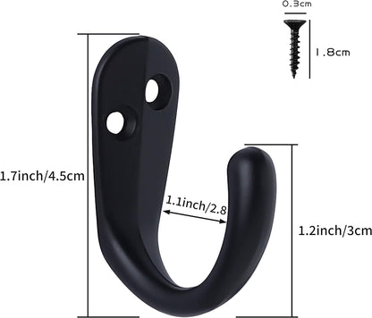 IBosins 15PCS Coat Hooks Wall Mounted Black Single Prong Robe Hook