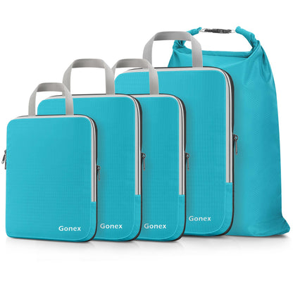 Gonex Compression Packing Cubes, 4-Piece Expandable Travel Organizers