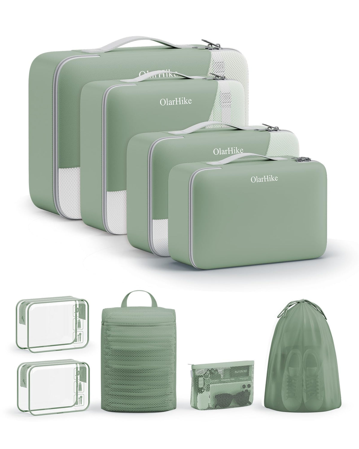 10 Set Packing Cubes for Travel, Gifts for Women Mom,Anti-Tearing Suitcase Organizer for Luggage with Shoe & Hanging Toiletry Bag,OlarHike Vacation Essentials & Accessories for Cruise Ship